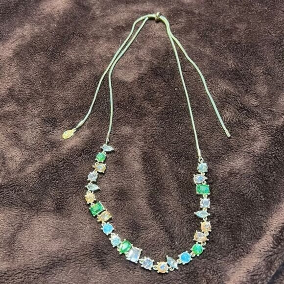 Adjustable Loft Multicolor Gemstone Necklace With Gold-Tone Accents For Women - Picture 1 of 3
